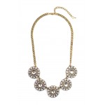 Glam Crystal Circle Floral Necklace